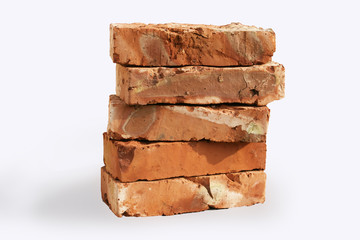 Building Ceramic brick close-up on a white background