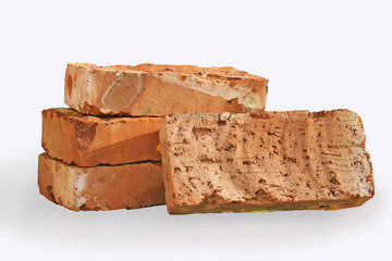 Building Ceramic brick close-up on a white background