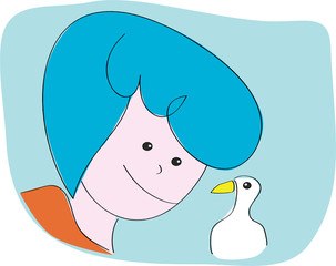 Girl with bird