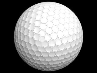 3D rendered golf ball isolated on black