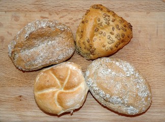 corn, wheat and rye rolls for breakfast