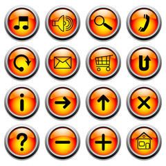 Vector glossy buttons with symbols.