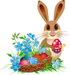 Easter basket and rabbit