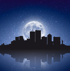 City under the moonlight