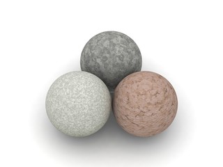 three stone spheres
