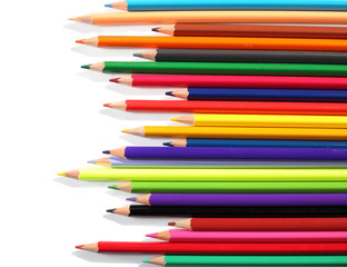 Fototapeta premium Color pencils on white background