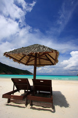 Chairs on a beautiful tropical island beach - 13267857