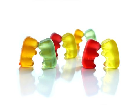 Gummy bears on white