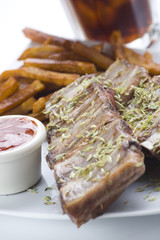 fresh american ribs oregano bbq sausace