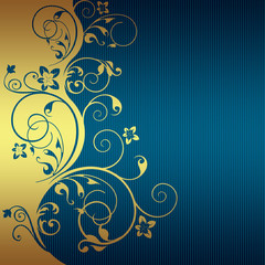 Blue background with golden flowers