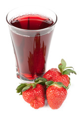 Fresh strawberry and juice glass