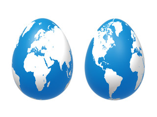 two 3d eggs world in blue