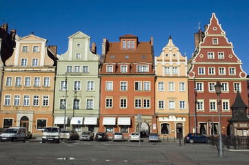 Naklejka premium Colorful tenement houses in Poland