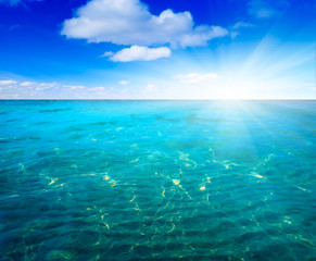 oceans water and blue sky