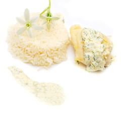 Poisson riz sauce aneth