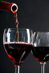 Red wine poured in a glass