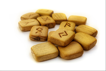 Old wooden runes
