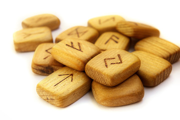 Old wooden runes