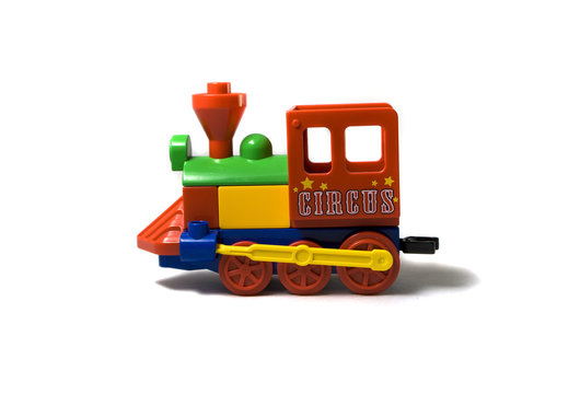 Toy steam locomotive. The image on a white background