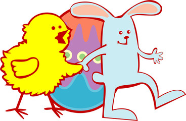 easter rabbit&chick