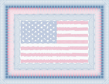 Vector secure blank guilloche certificate American Flag