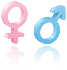 3d male and female symbols.