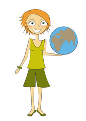 Fototapeta premium femme ecologie terre sur la main