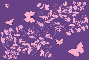 pink floral decoration on lilac background
