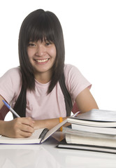 Female Student doing homework