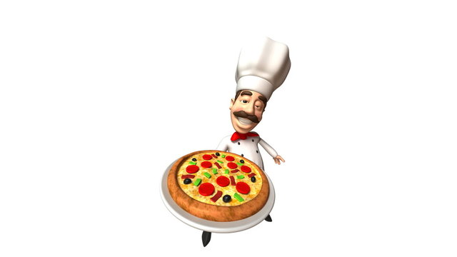 Pizzaiolo avec une pizza