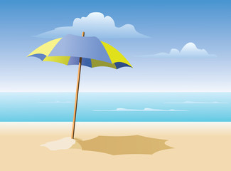 Fototapeta na wymiar Beach Umbrella on Beach