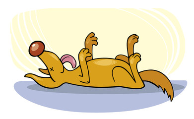 Dog's tricks: play dead