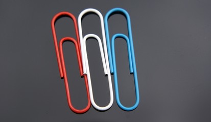 Red, white and blue paperclips