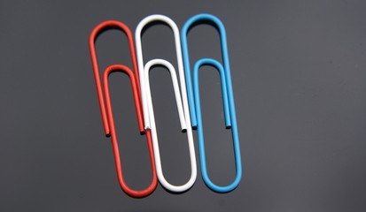 Red, white and blue paperclips