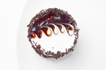 the beauty chocolate cake isolated on whine