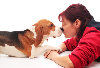 woman with  puppy