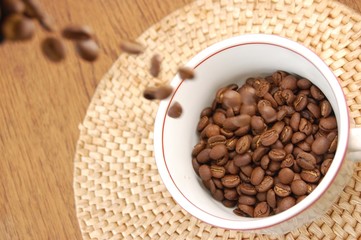 Coffee beans downpour