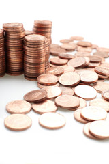 coins  on white background