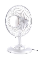 Silver Electric Fan on White Background