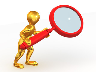Man with loupe. Search