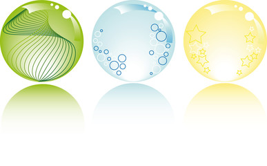 glowing spheres with white background