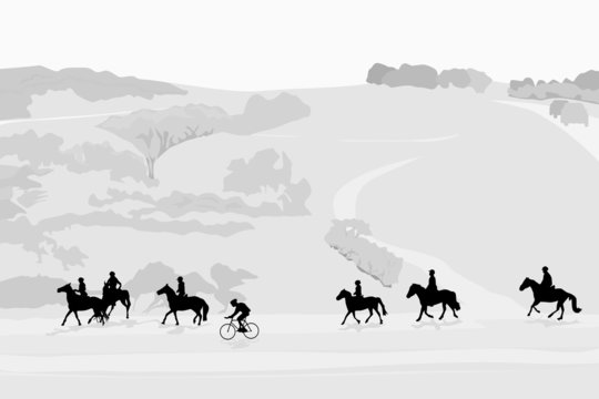 illustration of horseback riding tour