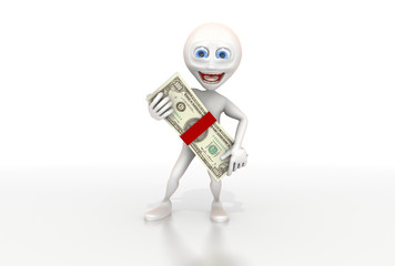 Fototapeta premium Figure Holding Stack of Money