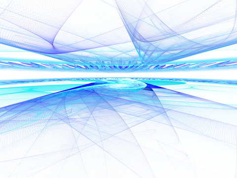 Abstract digitally rendered horizon cyperspace fractal. Good as