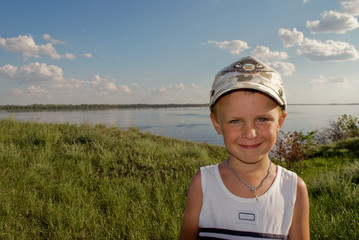 happy child on the river