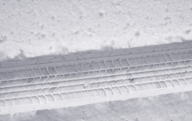 Snowy tire track