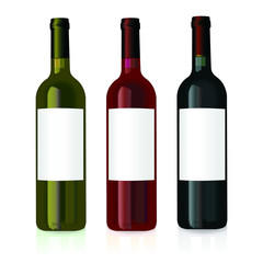 three vector bottles of wine