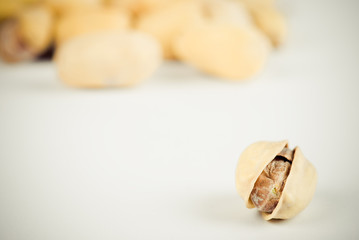 Fototapeta na wymiar Macro close-up of fried salted peanuts