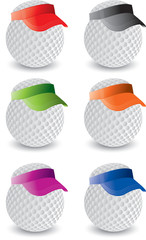 Six golf ball with visors