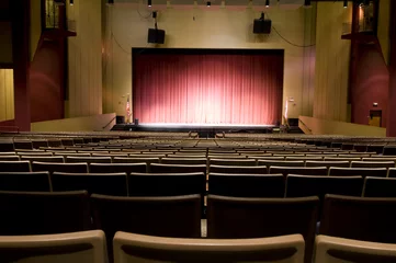 No drill light filtering roller blinds Theater View of Stage from Seat